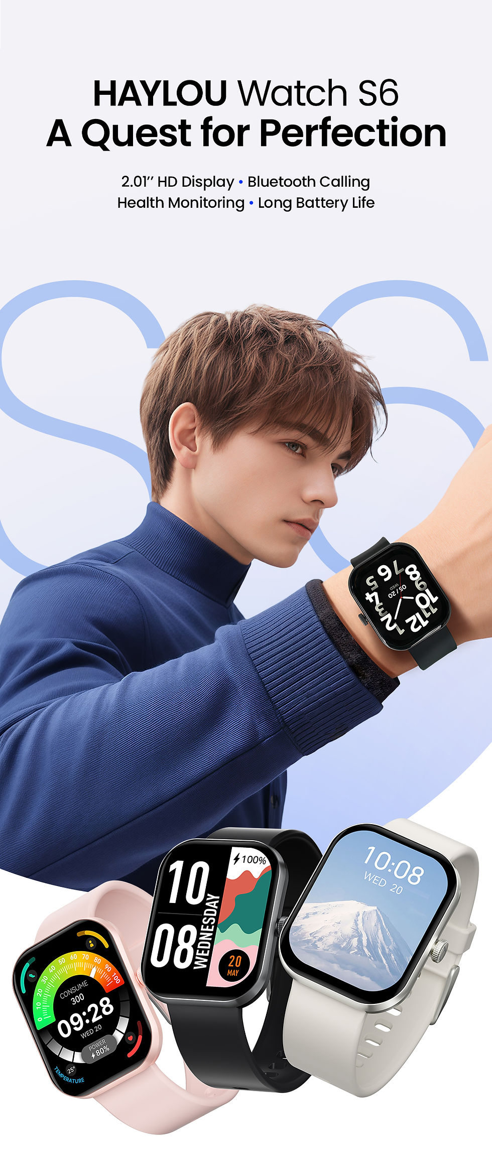 Thumbnail: HAYLOU Watch S6 Smartwatch 2.01" HD Display Smart Watch Bluetooth Voice Callings
