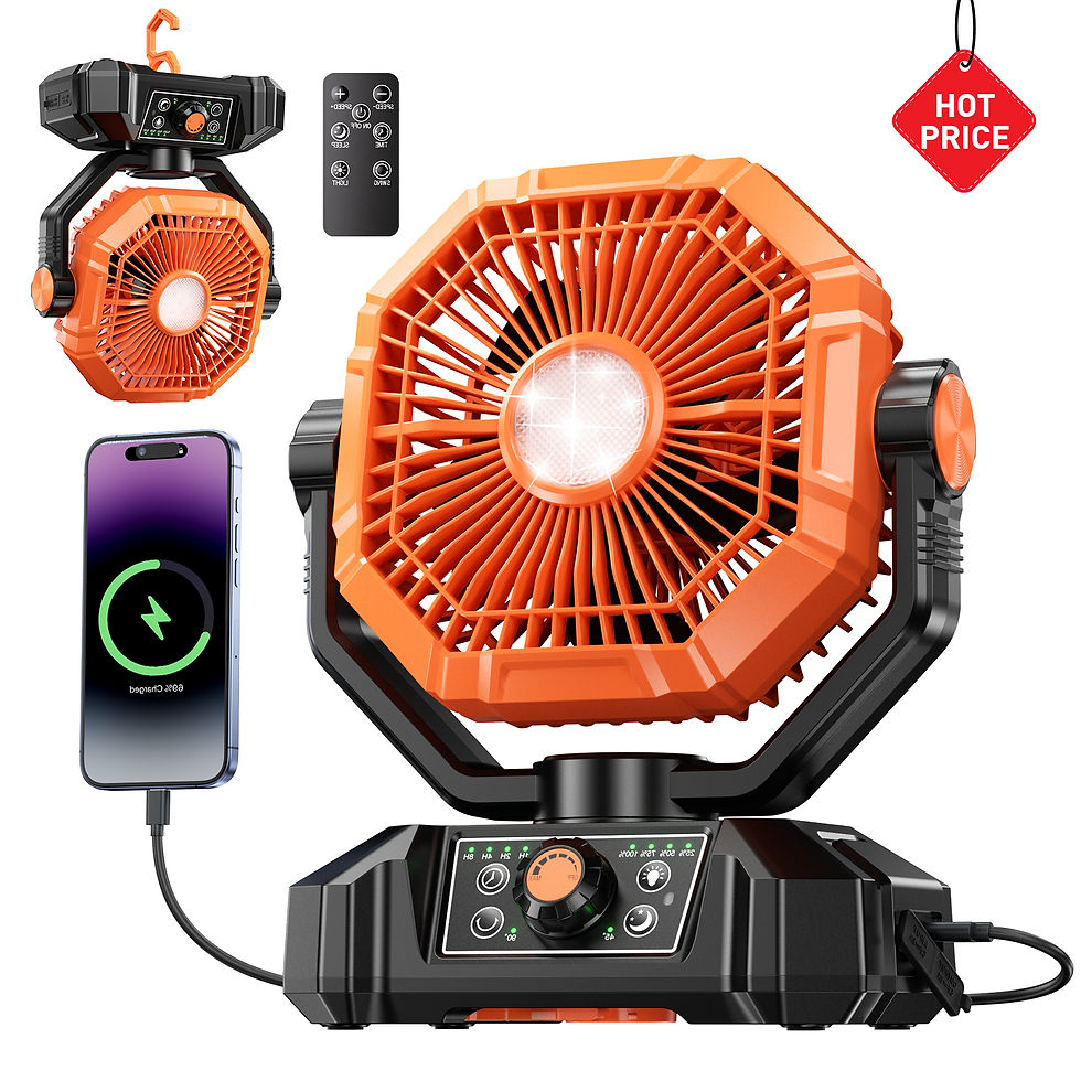Thumbnail: coldSky 20000mAh Camping Fan with 4 LED Lights and Remote Control 8 Speed Adjust