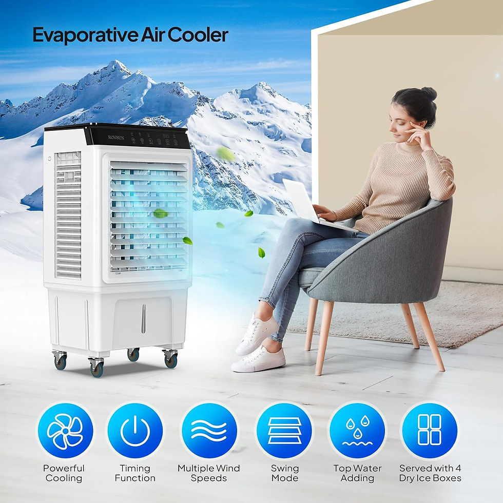 Thumbnail: 7.9Gal Portable Swamp Cooler 2300CFM Auto Oscillating Remote 3Speed 12H Timer 4 