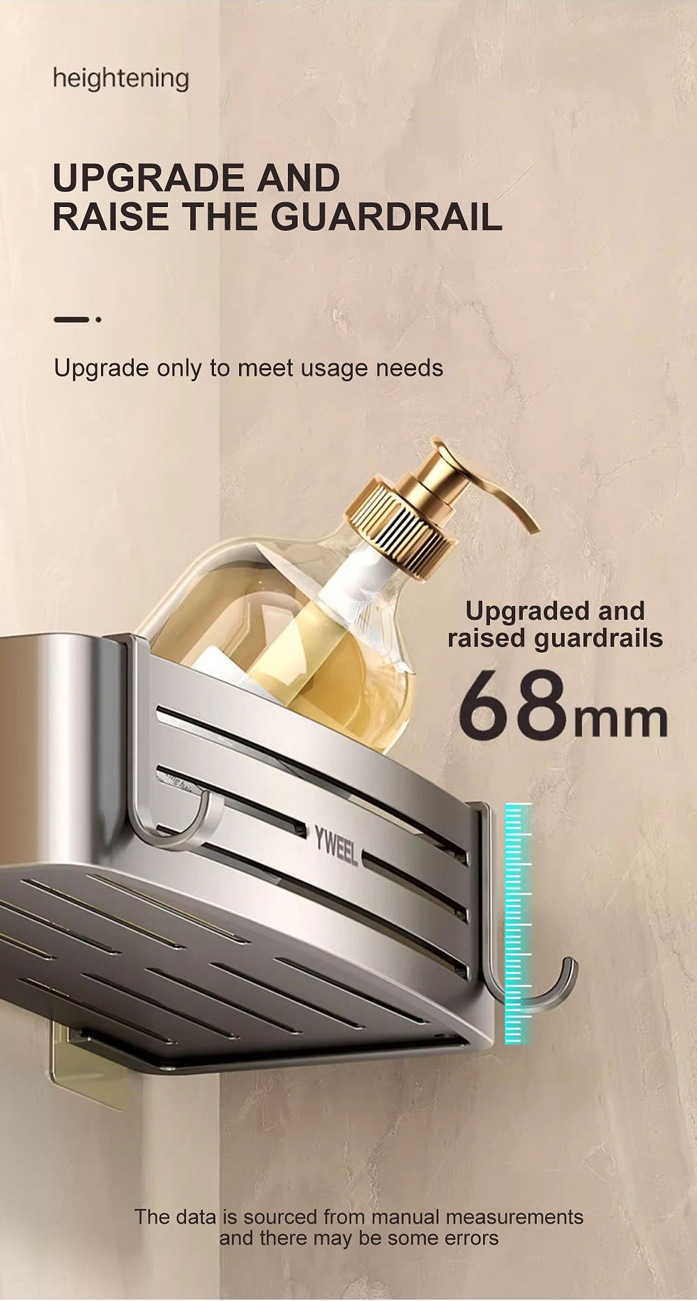 Thumbnail: Shower Corner Shelf Without Drilling Aluminum Bathroom Shelf With Towel Bar Sham