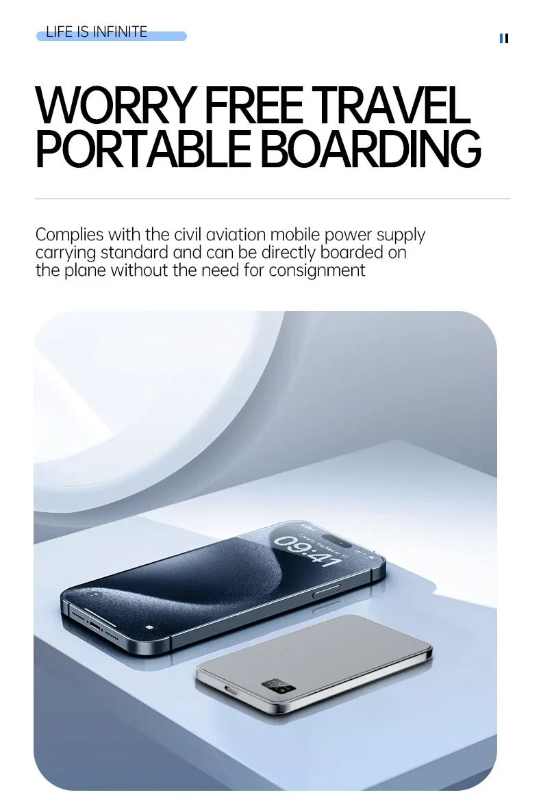 Thumbnail: 20000mAh Thin Portable Magnetic Wireless Power Bank PD22.5W Fast Charging Extern