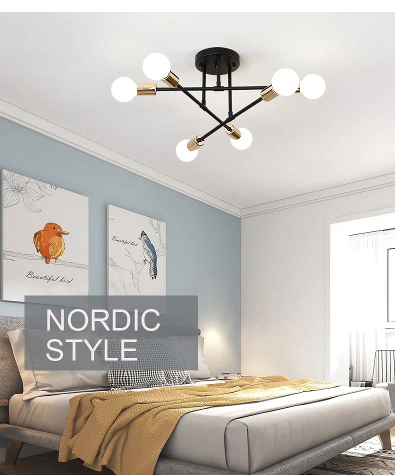Thumbnail: Nordic Minimalist Pendant Light Ceiling Lamp LED Chandelier Suitable for Bedroom