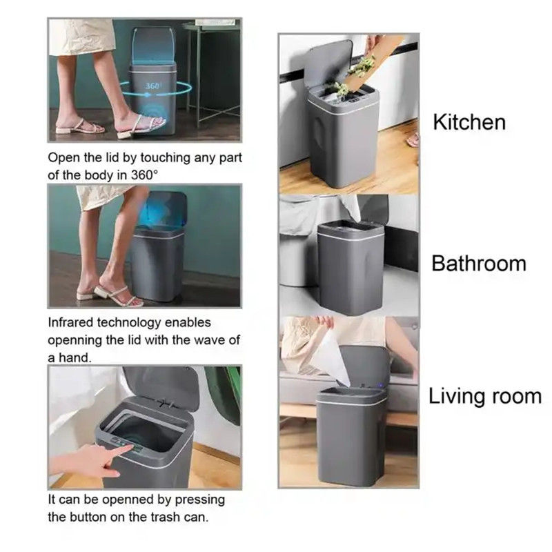 Thumbnail: 16L Automatic Sensor Trash Can Electric Touchless Smart Bin Kitchen Bathroom Wat