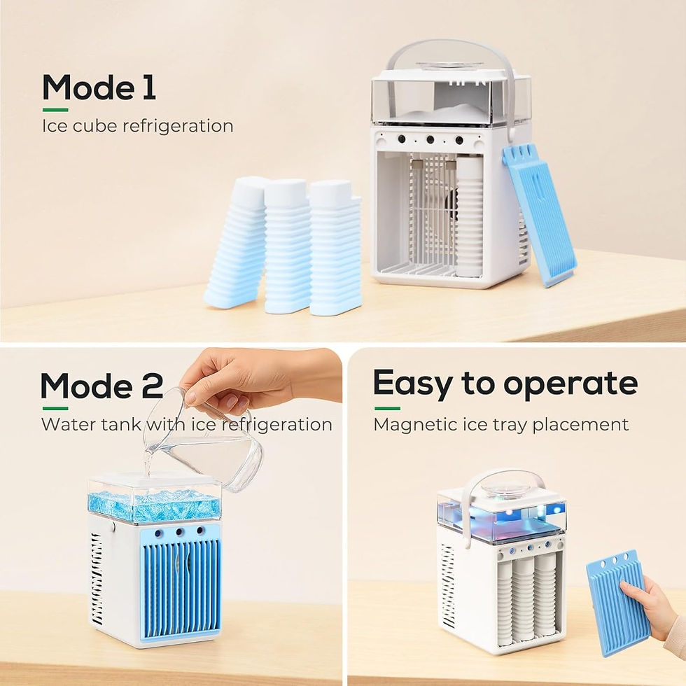Thumbnail: 4-in-1 Evaporative Air Cooler, App Control, 800ml Tank, Rechargeable, 3 Speeds &