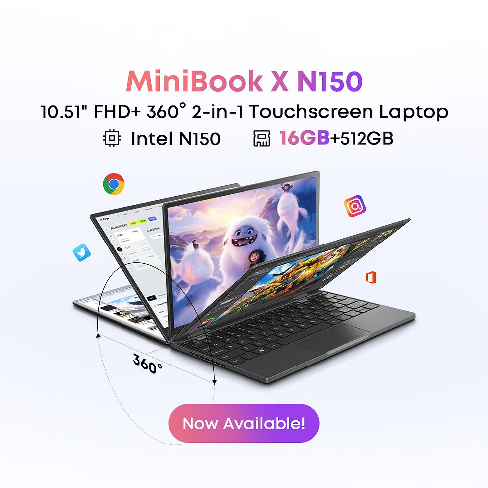 Thumbnail: CHUWI Touch Screen Laptop MiniBook X 2-in-1 Laptop Intel N150 512GB ROM 16GB LPD