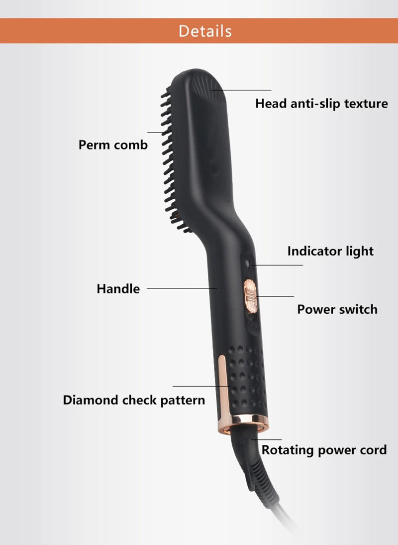 Thumbnail: Portable Hair Straightener Brush Men Fluffy Hair Electric Curling Beard Straight