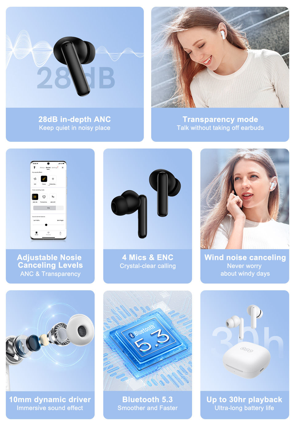 Thumbnail: QCY T13 ANC Wireless Earphones Bluetooth 5.3 TWS ANC Noise Cancellation Headphon