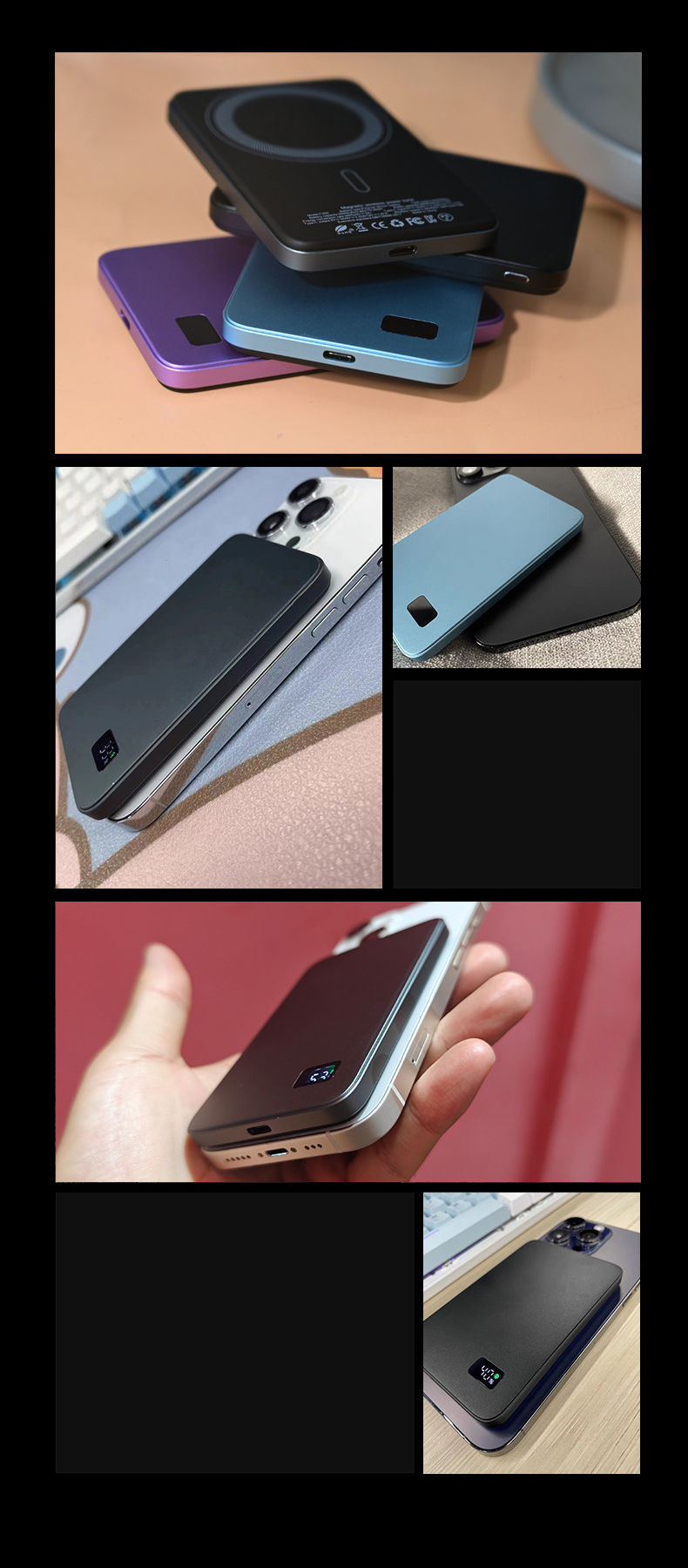 Thumbnail: Ultra Thin Power Bank for MagSafe,Magnetic Wireless Fast Charging LED Display Po