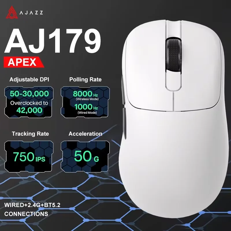 Ajazz AJ179 Apex PAW3950 Wireless Gaming Mouse with RGB Charging Dock, Computer