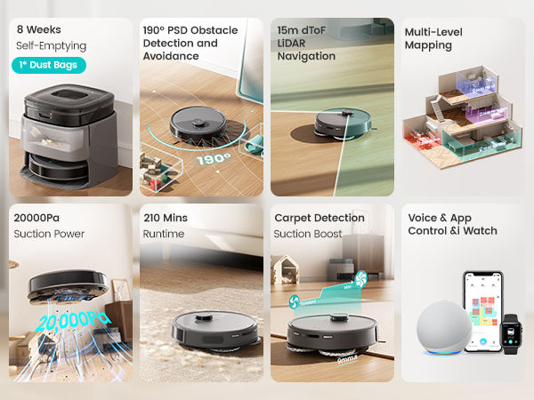 Thumbnail: Lefant M3 Max Robot Vacuum, Robot Vacuum and Mop, 20000Pa Suction, Anti-Tangle B