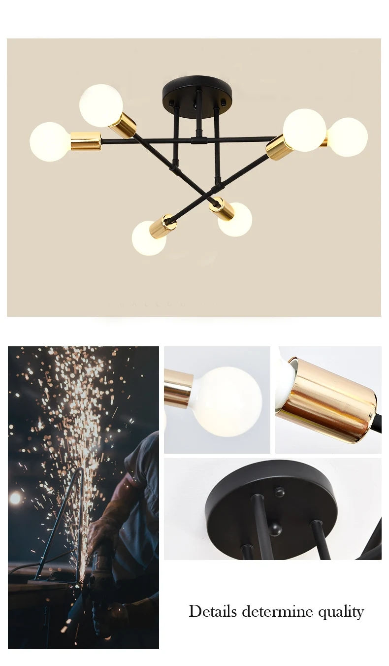 Thumbnail: Nordic Minimalist Pendant Light Ceiling Lamp LED Chandelier Suitable for Bedroom