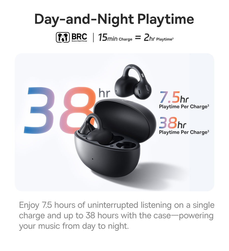 Thumbnail: Baseus BC1 Ear Clip Earbuds Open Ear Wireless Earphones Bluetooth 6.0 Clip On Sp