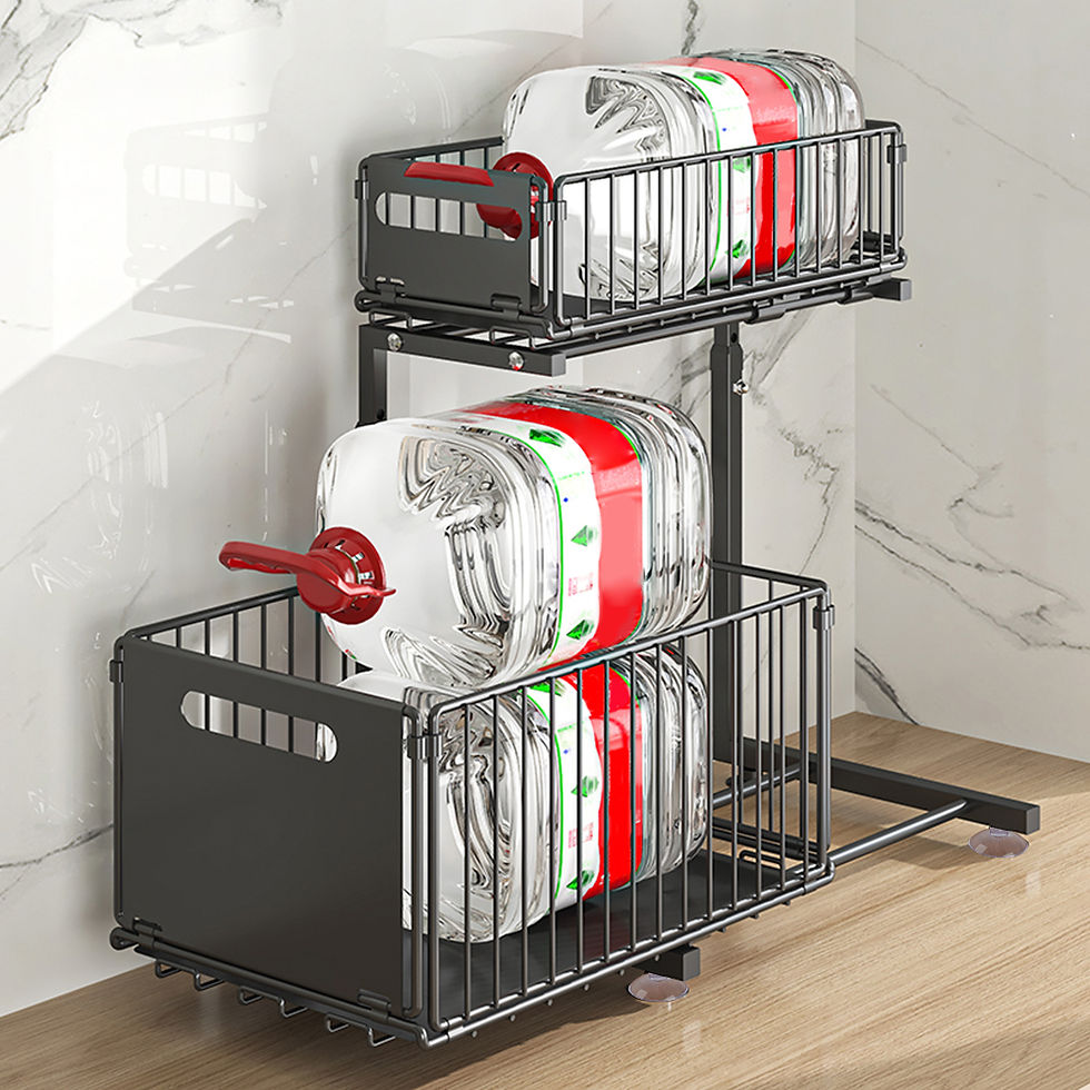 Thumbnail: 2-Tier Pull Out Cabinet Organizer Adjustable Carbon Steel Slide Out Storage Rack