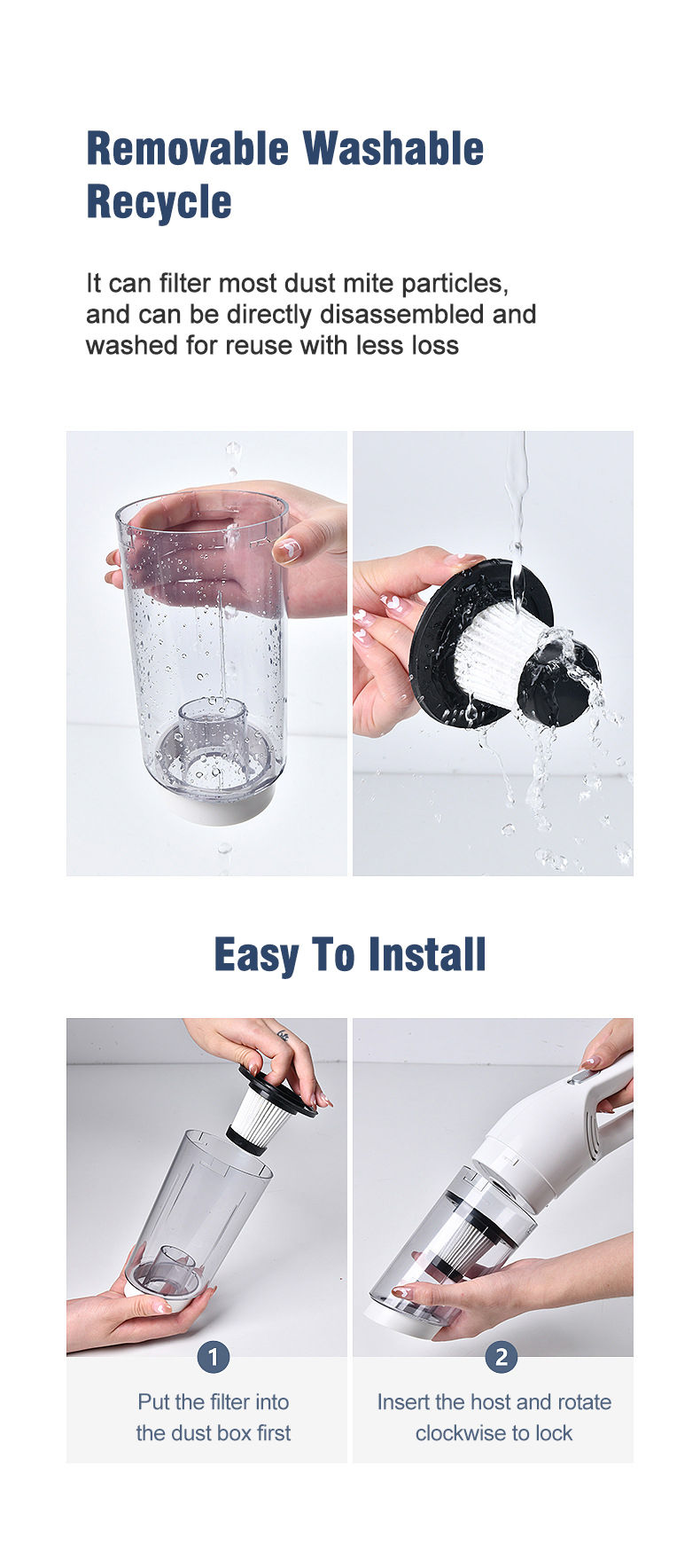 Thumbnail: Handheld Home Vacuum Cleaner Rechargeable Portable Vacuum Cleaner Car Home Dual 