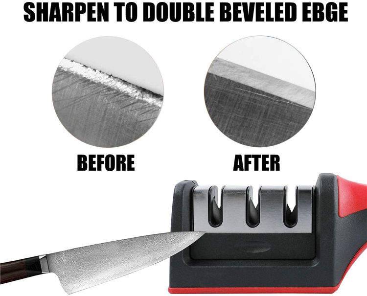Thumbnail: LMETJMA 3-Stage Knife Sharpener with 1 More Replace Sharpener Manual Kitchen Kni