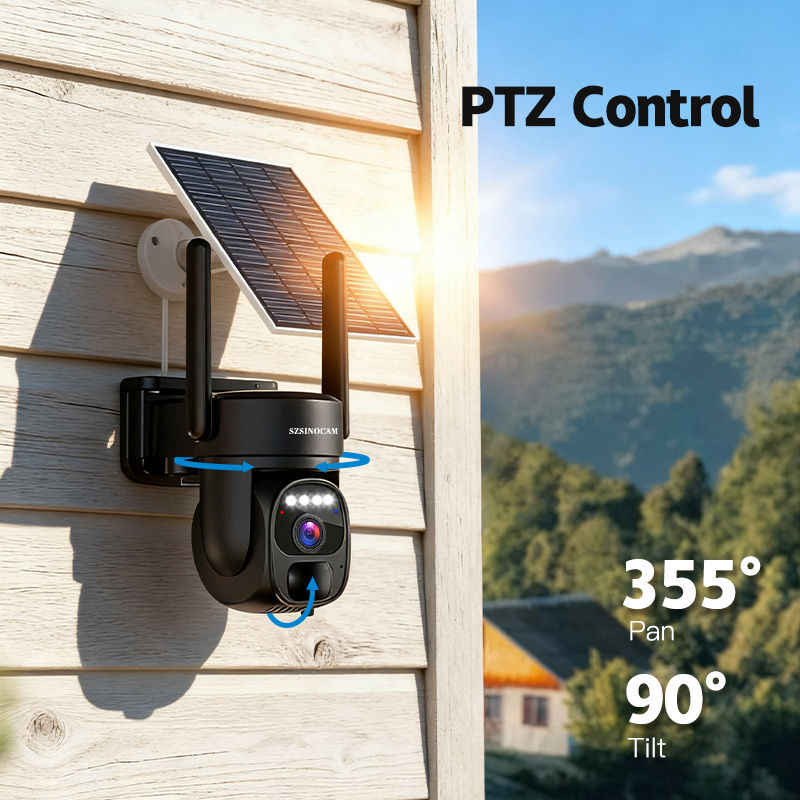 Thumbnail: SZSINOCAM US 4G Solar-Powered Charging Camera Outdoor Surveillance Camera Black 