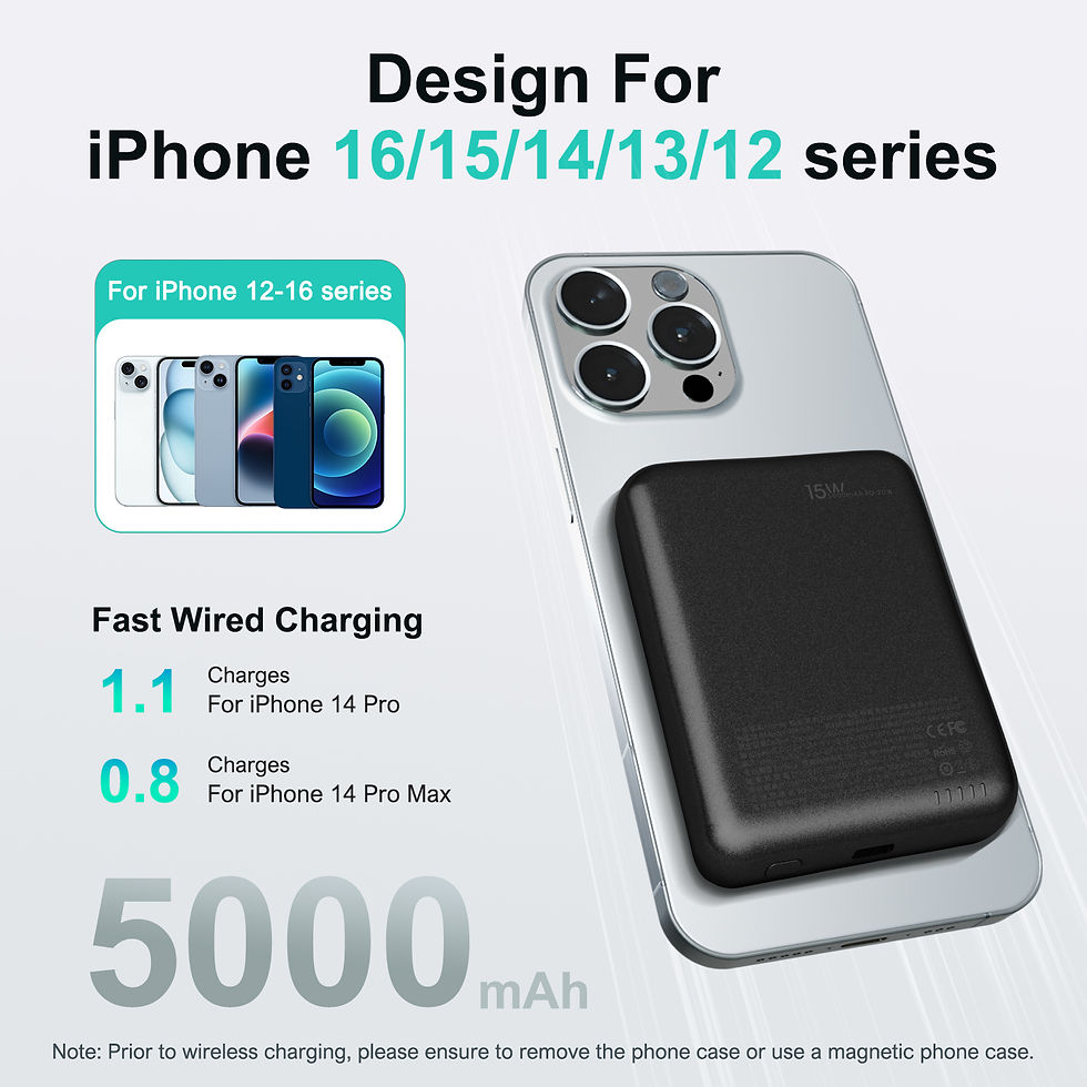 Thumbnail: Magnetic Power Bank Portable 5000mAh Wireless Charger 20W With USB-C Cable For I