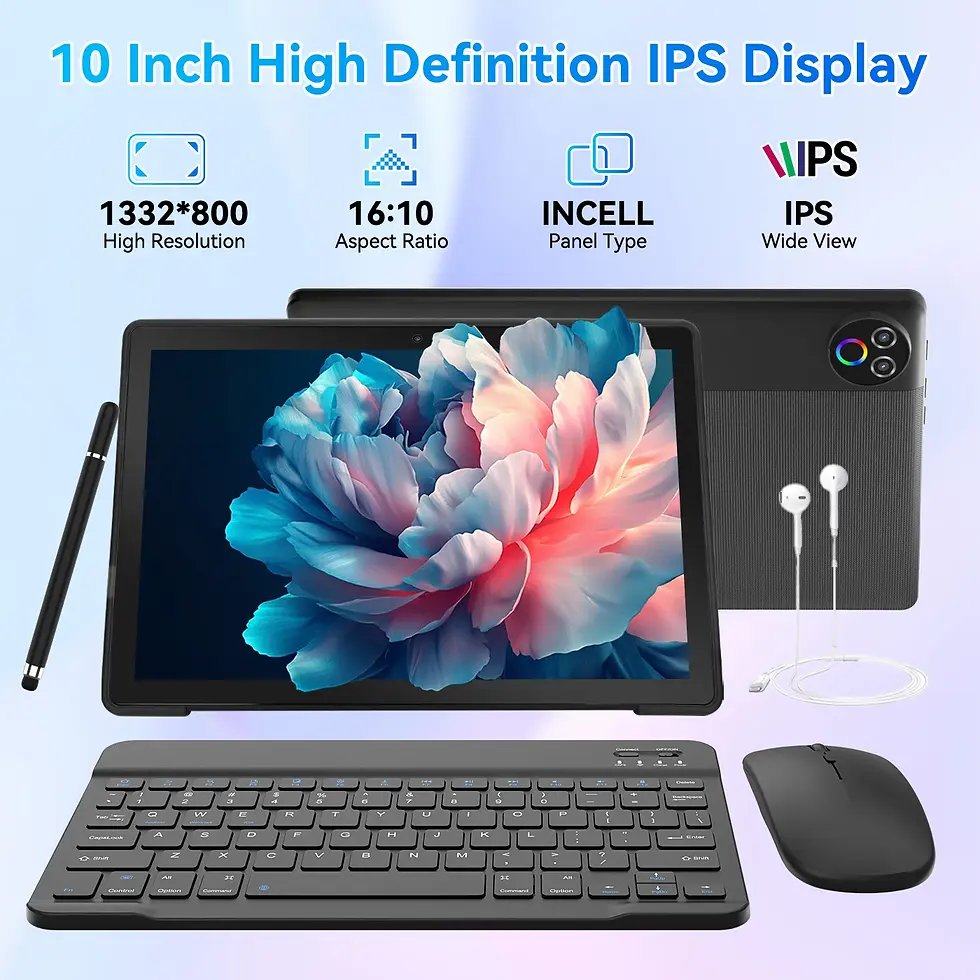 Thumbnail: URAO 10 Inch Android 15 OS GMS Certified Tablets 1.8GHz 20GB RAM 64GB ROM 1TB Ex