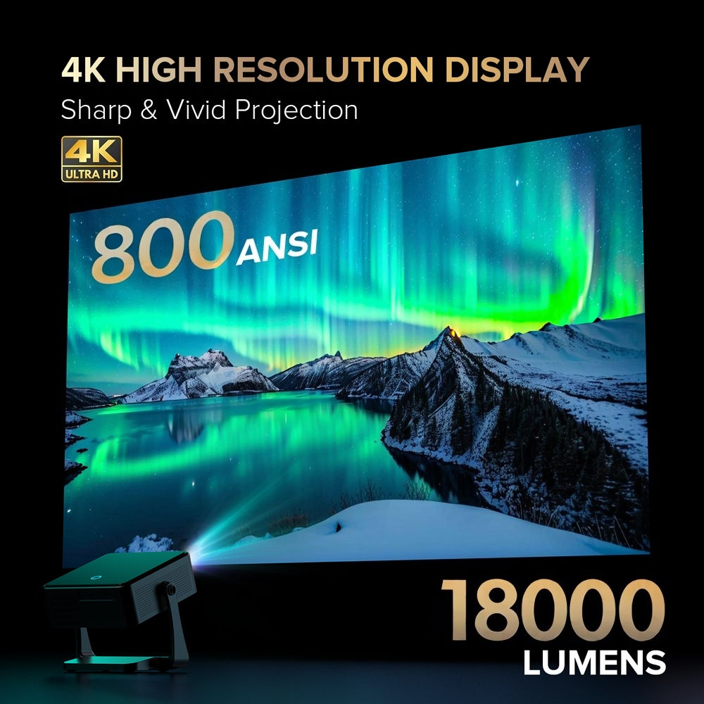 Fintex C6 Ultra Projector 4K FullHD 18000Lumen 1080P HDR10 Proyector 800 ANSI An