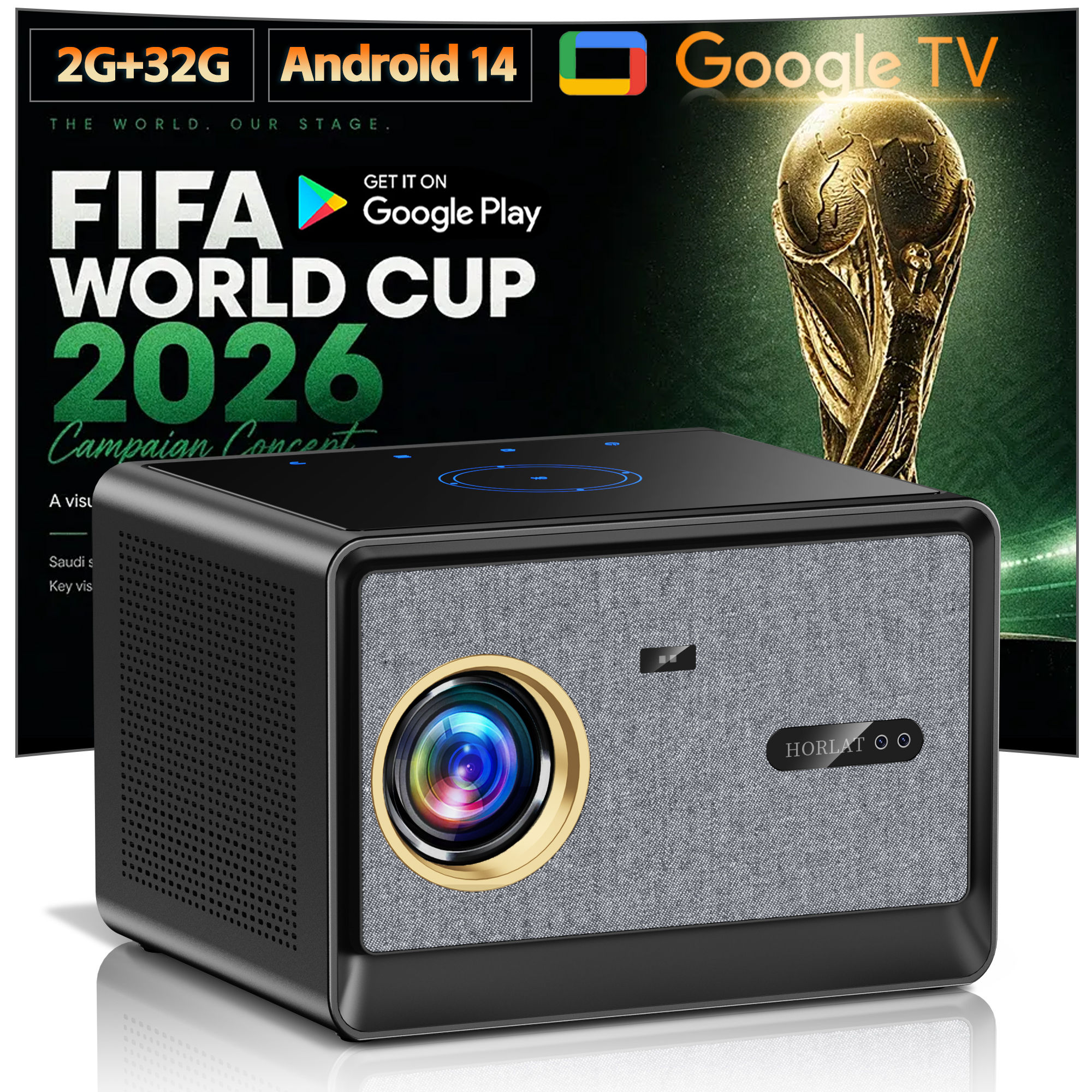 HORLAT 4K Ultra HD Projector Video Movies 3500 ANSI Google TV Home Theater 32GB