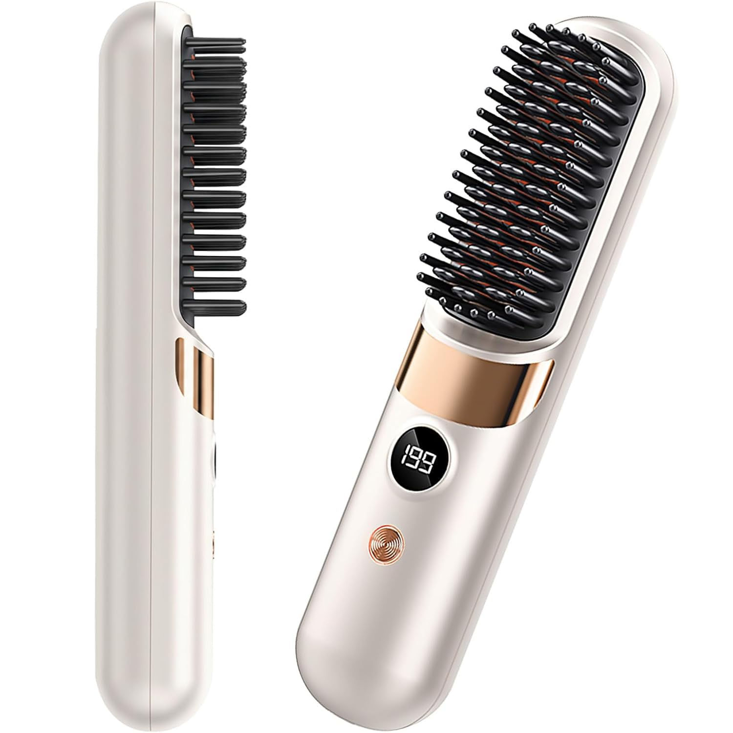 Cordless Hair Straightener Brush - Portable Rechargeable Ceramic Styling Brush w
