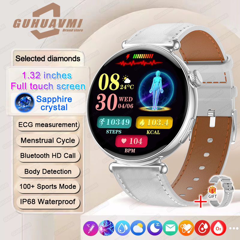 Thumbnail: Women Smartwatch 1.32inch AMOLED Screen Call ECG Sport Watch Blood Pressure Micr