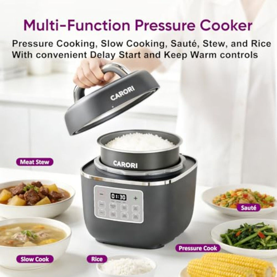 Thumbnail: 8-in-1 Electric Pressure Cooker Compact 3 QT All-in-1 Multi-Cooker with Ceramic 