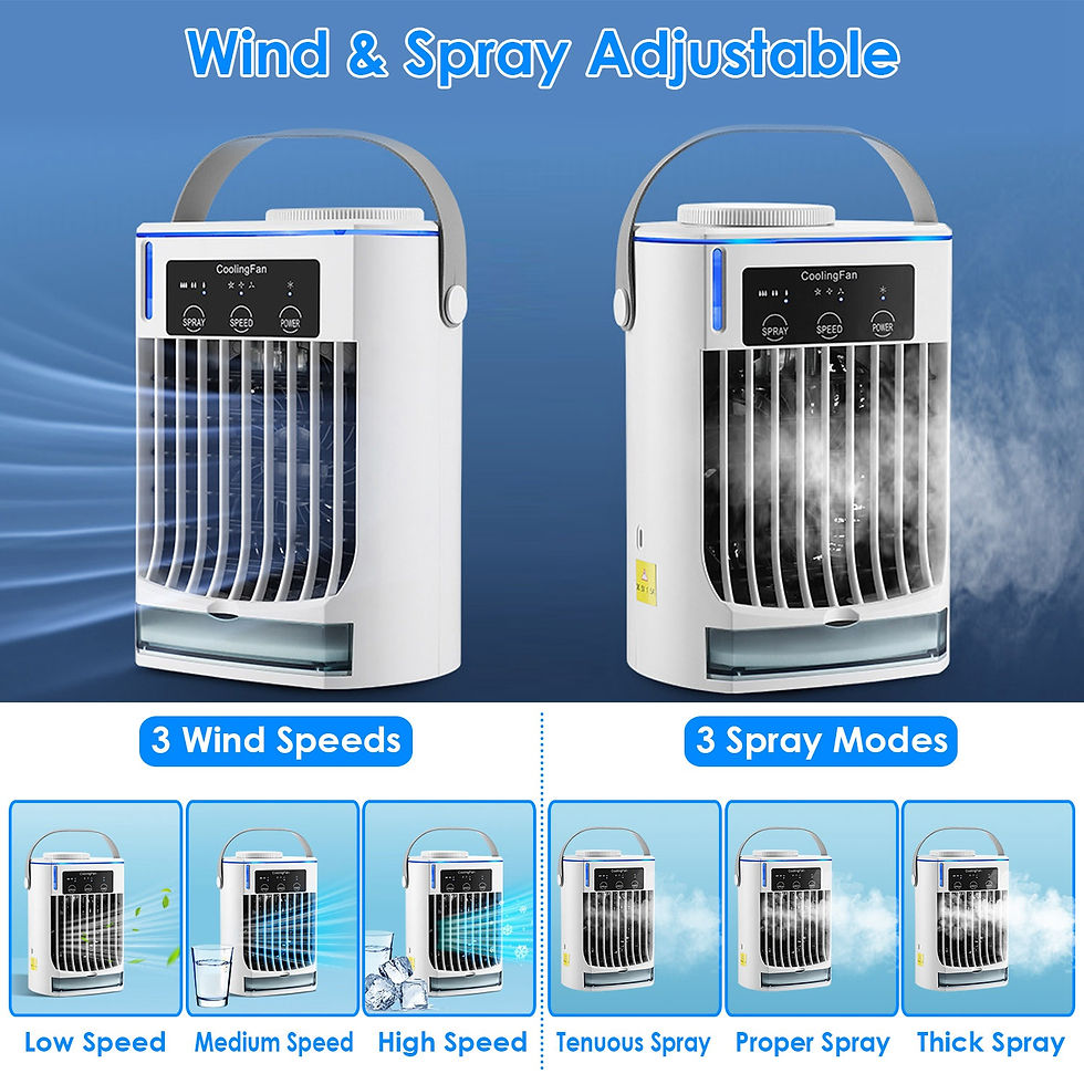 Thumbnail: Portable Evaporative Air Conditioner Fan 3 Speed Spray Personal Cold Mist Air Co