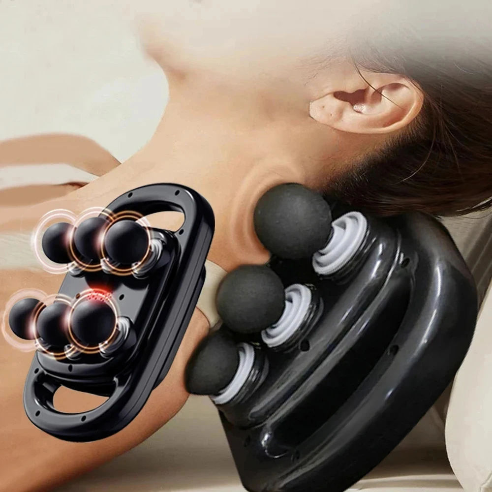 6 Head Massage Gun for Muscle Relief Deep Tissue Percussion for Neck Cervical Sp