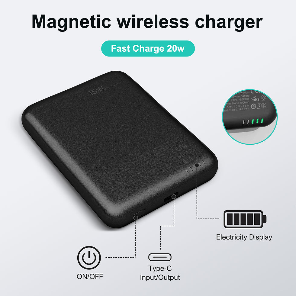 Thumbnail: Magnetic Power Bank Portable 5000mAh Wireless Charger 20W With USB-C Cable For I
