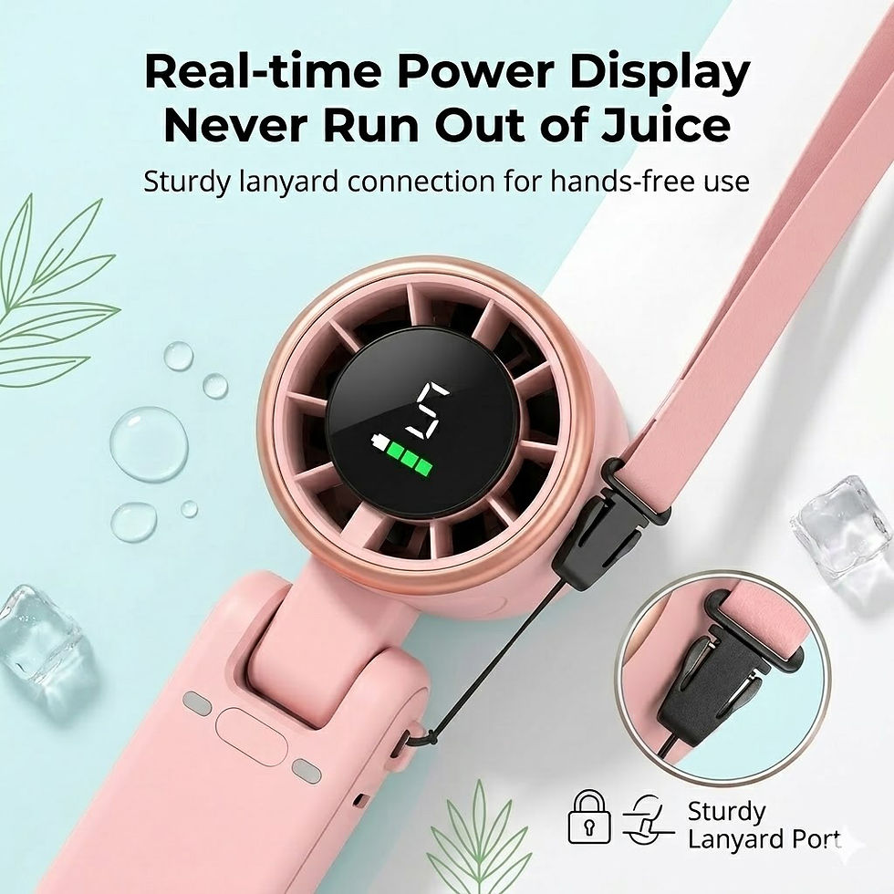 Thumbnail: GMOX Portable Handheld Turbo Fan, 5 Gear Wind, USB-C Rechargeable Fan, Up to 12 