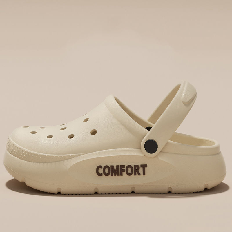 Thumbnail: Women's Men's Slippers Summer Anti-Slip Couple Hollow Covered Toe Indoor Outdoor