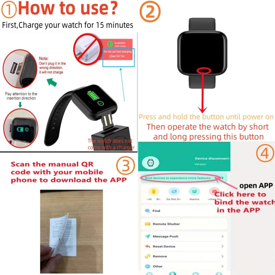 Thumbnail: Smartwatch Men Women Wristwatches Smart Watch Message Fitness Monitor Bracelet B
