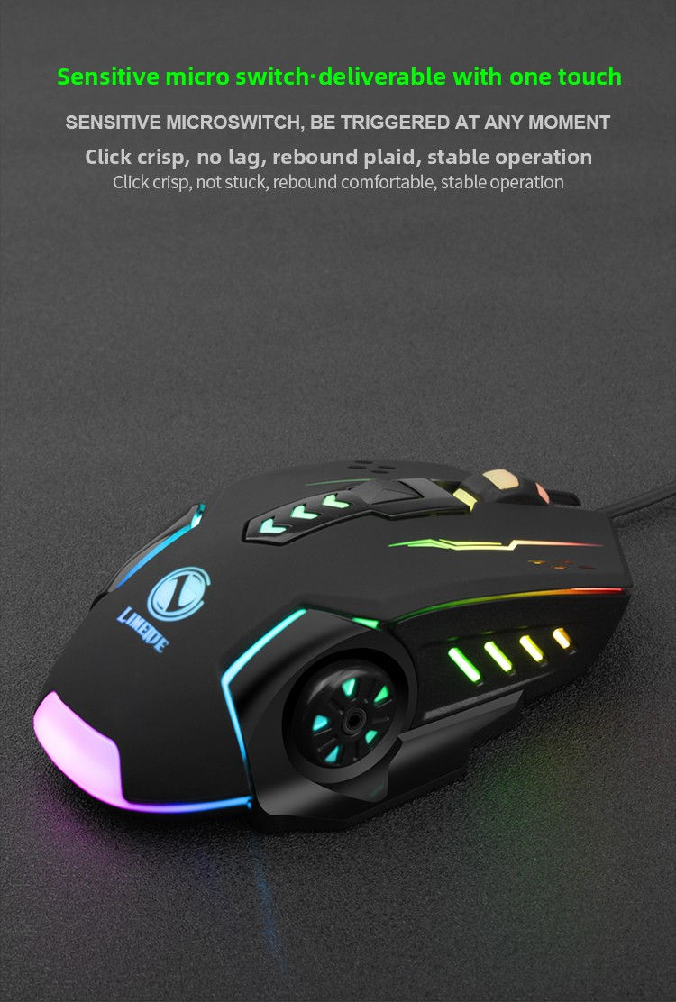 Thumbnail: 1pc V7 Mechanical Gaming Mouse with LED Lights, Wired Notebook Mouse for Laptop 