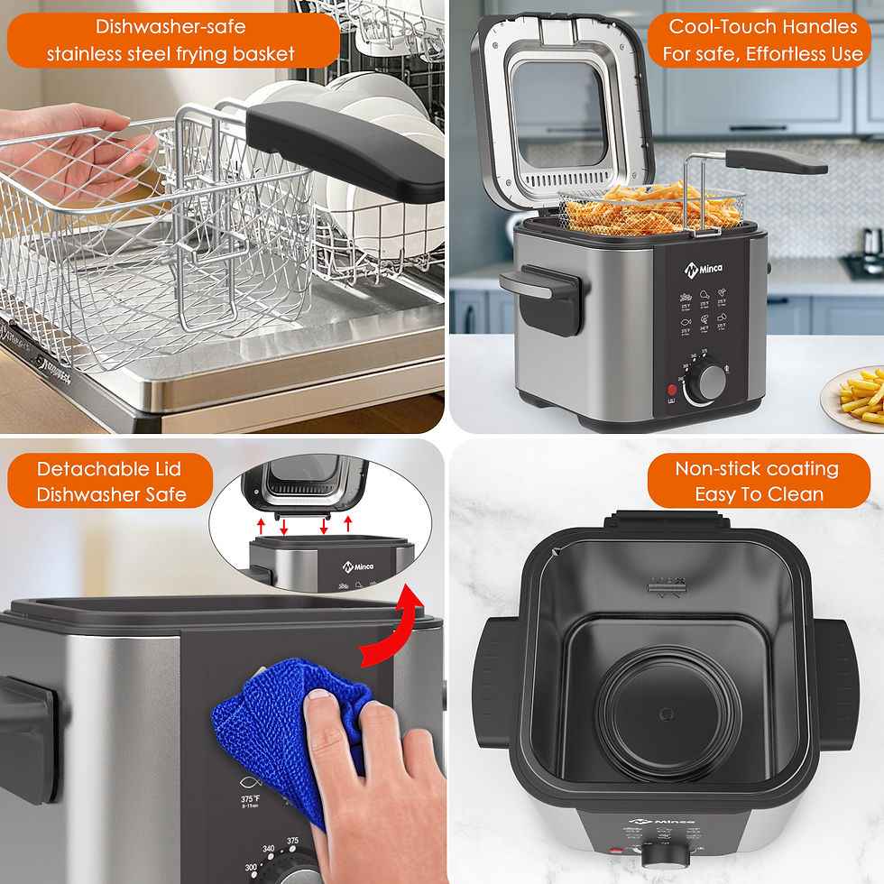 Thumbnail: Minca 1.5L Electric Deep Fryer with Viewing Window, Adjustable Temp, Removable B