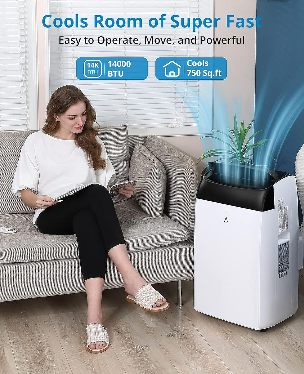 Thumbnail: 14000 BTU Portable Air Conditioners, 3-In-1 Free Standing Cooling AC Unit With F