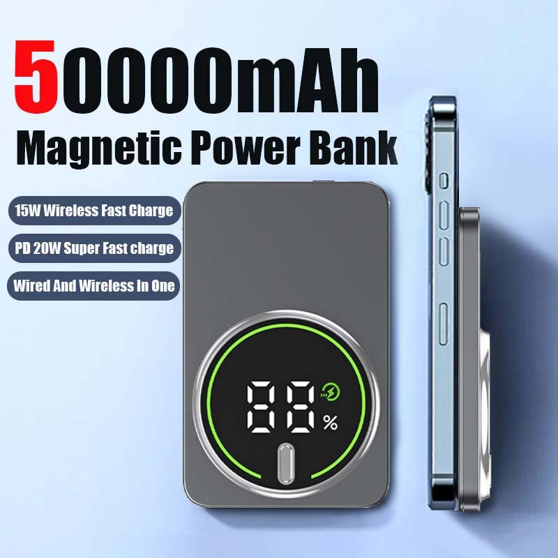 Thumbnail: Ultra-thin 20000mAh Mobile Power Bank Magnetic Wireless Fast Charging Portable E