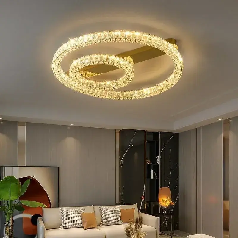 Modern Luxury Crystals Ceiling Lights Living Room Lustre Led Dimmable Chandelier