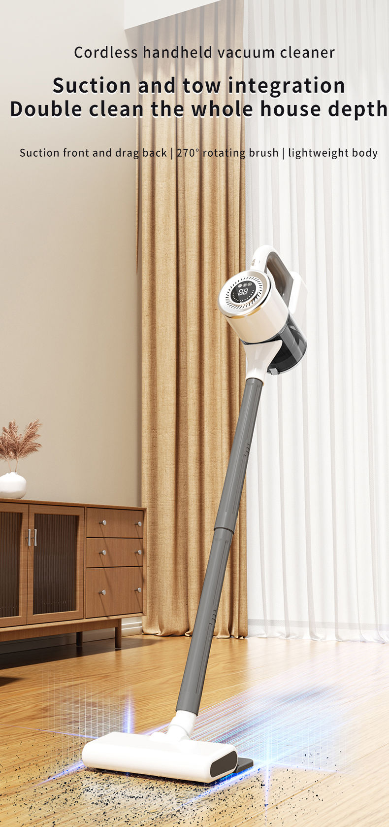 Thumbnail: Handheld Cordless Vacuum Cleaner, 18Kpa 55Mins Smart Stick Vac with Tangle-Resis