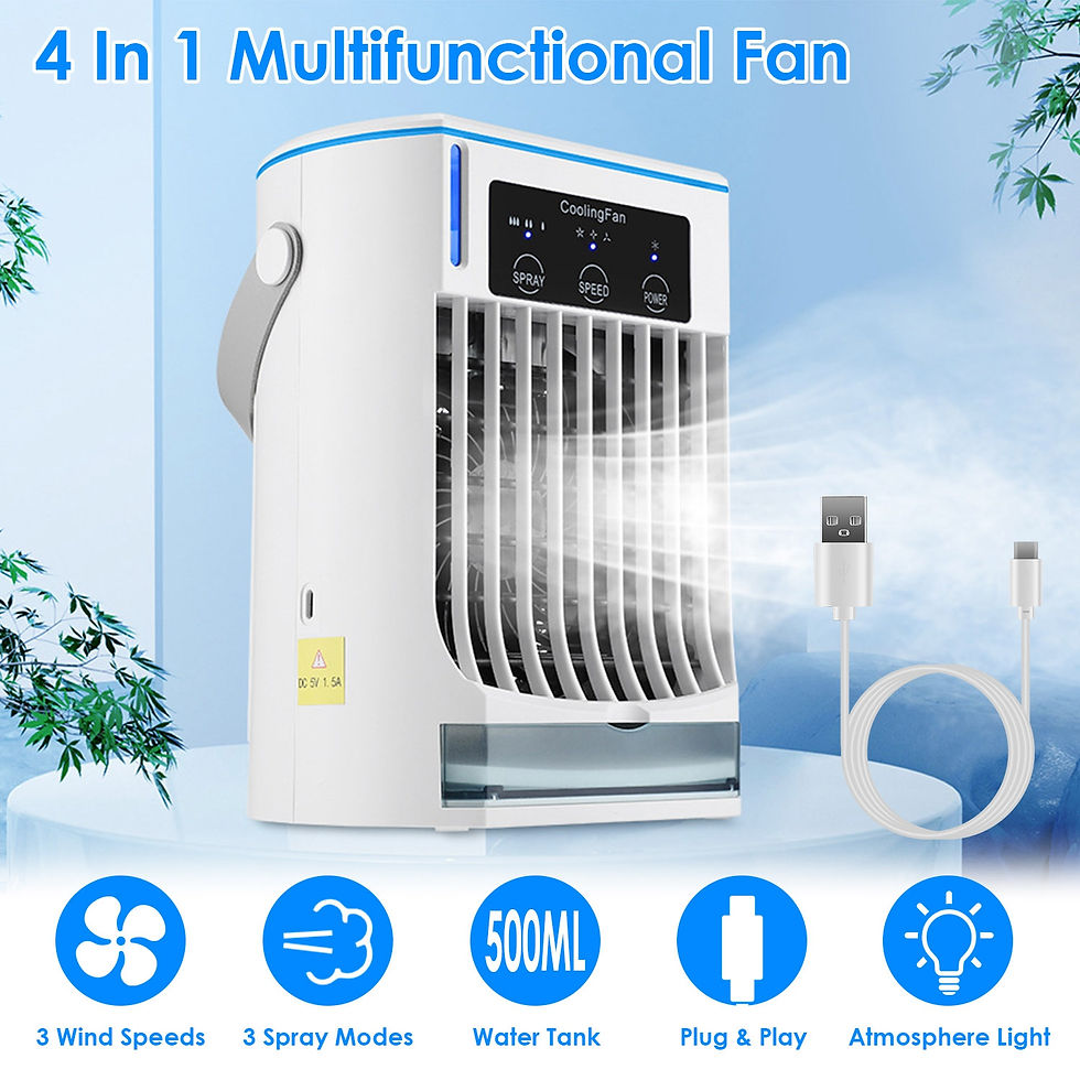 Thumbnail: Portable Evaporative Air Conditioner Fan 3 Speed Spray Personal Cold Mist Air Co