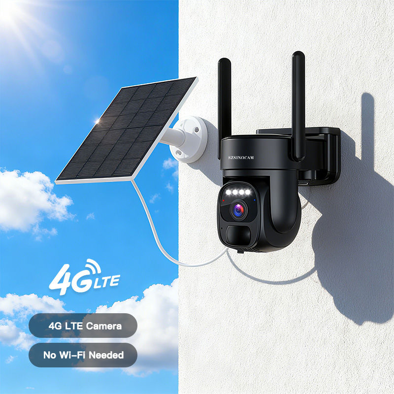 Thumbnail: SZSINOCAM US 4G Solar-Powered Charging Camera Outdoor Surveillance Camera Black 
