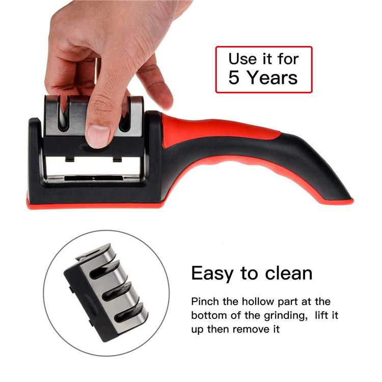 Thumbnail: LMETJMA 3-Stage Knife Sharpener with 1 More Replace Sharpener Manual Kitchen Kni