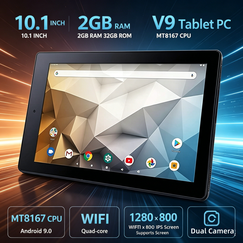 Thumbnail: 10.1 INCH 2GB RAM 32GB ROM V9 Tablet PC MT8167 CPU Android 9.0 Quad-core Support