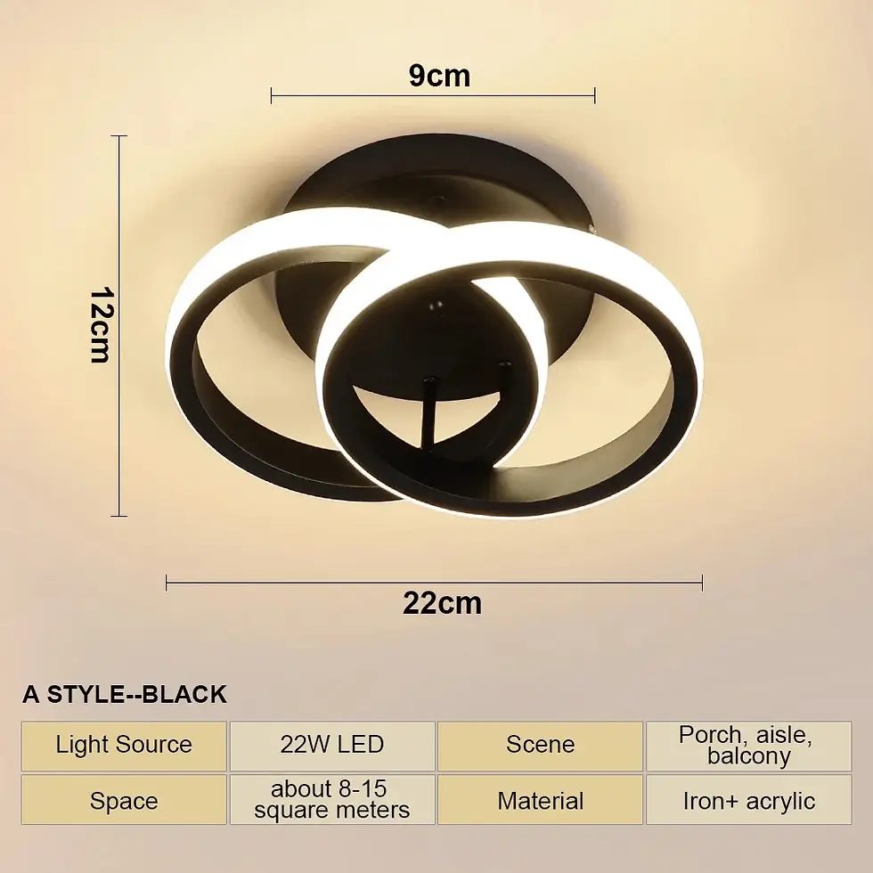 Thumbnail: LED Ceiling Lamp Corridor Balcony Black White Indoor Chandelier Ceiling Light fo