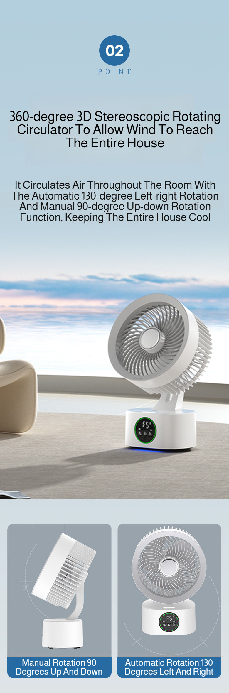 Thumbnail: Portable Wall-Hanging Fan With Remote Control Smart Voice Rechargeable USB House