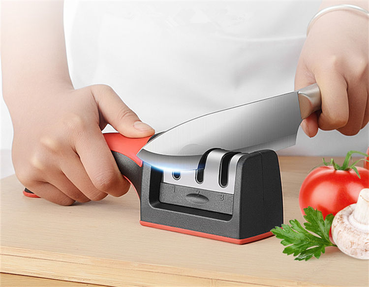 Thumbnail: LMETJMA 3-Stage Knife Sharpener with 1 More Replace Sharpener Manual Kitchen Kni