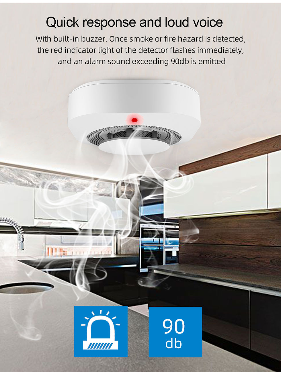 Thumbnail: Tuya Zigbee Independent Smoke Detector Sensor For Home Warehouse Security Smart 