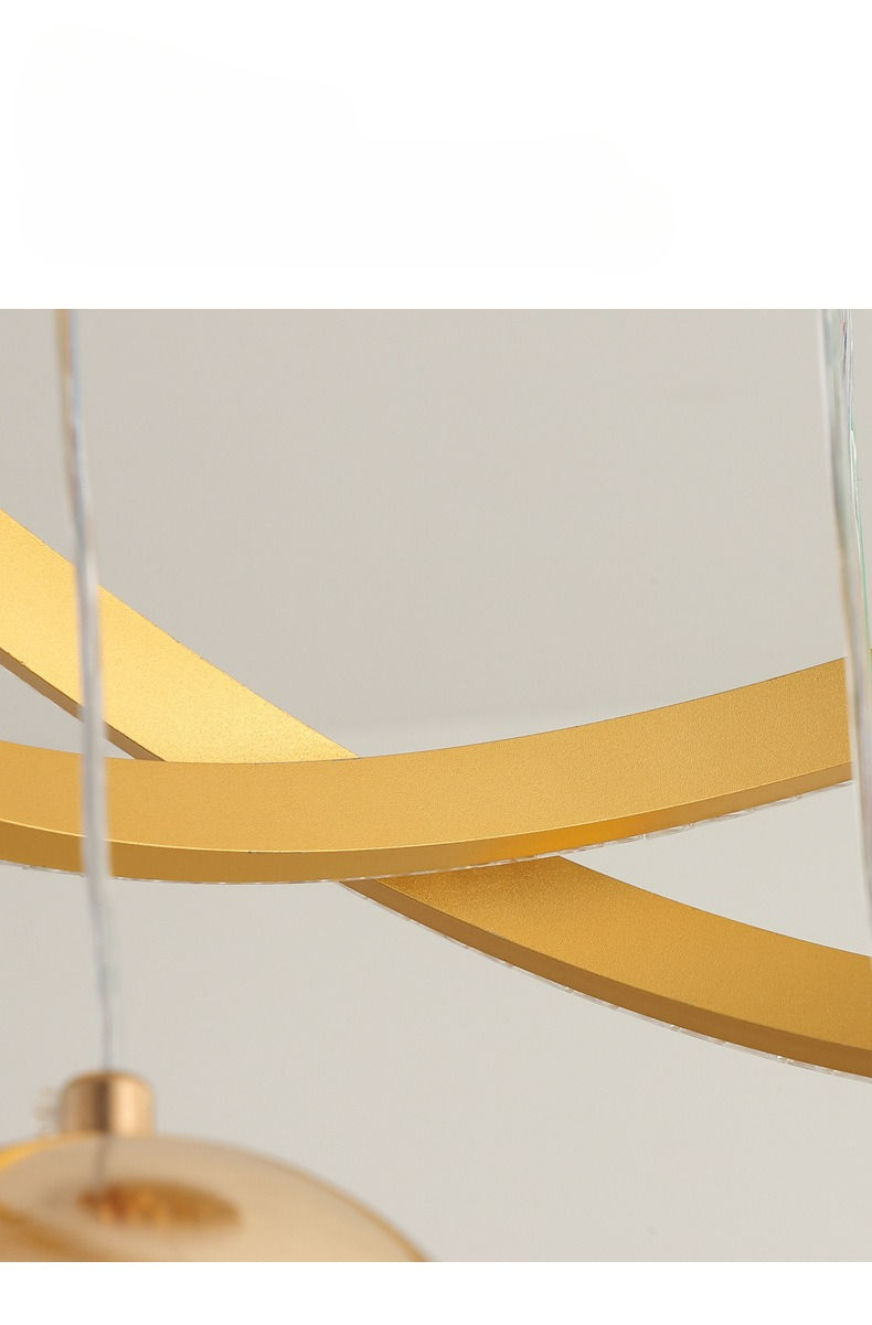 Thumbnail: LED Golden Pendant Light with Remote Control for 3 Color Dimming Suitable for Li