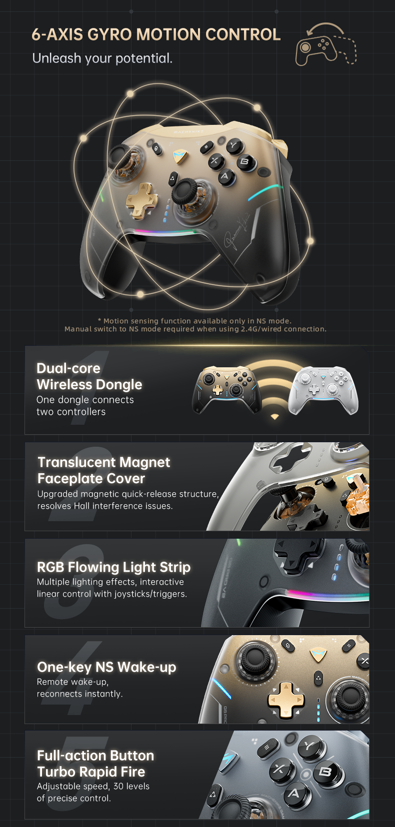 Thumbnail: MACHENIKE G5Pro V2 Tri Mode Gaming Controller Optical Trigger ABXY Button Hot-Sw