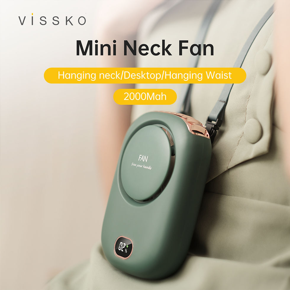 Thumbnail: Vissko Portable Hanging Neck Fan Mini Fans with Adjustable Lanyard Bladeless USB